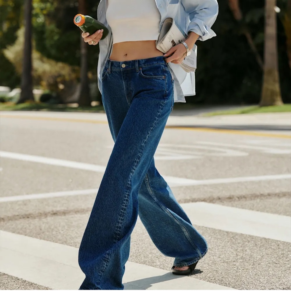 Reformation Cary Low Rise Slouchy Wide Leg Jeans in Cleary